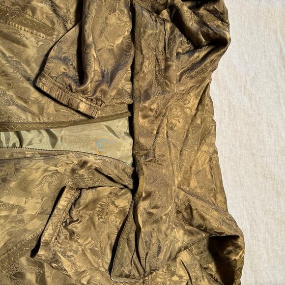 Rare Vintage 90's Women's Mureli 100% Silk Olive Safari Bomber Jacket - Picture 6 of 12